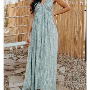 NWOT Green and White Maxi Dress